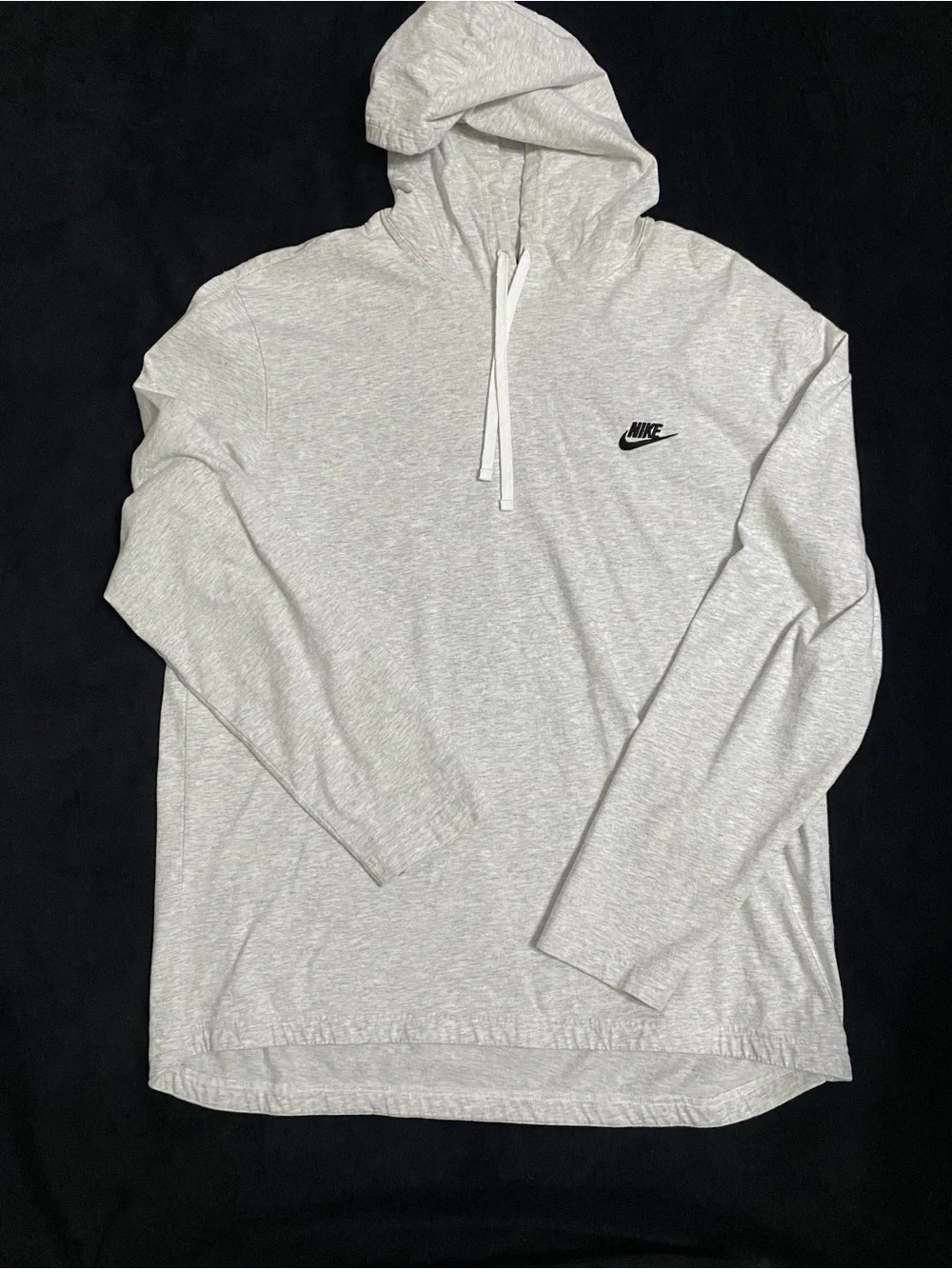 Nike Light Heather Gray Pullover Hoodie with Black Logo